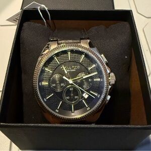 Coach Black Leather Strap Watch